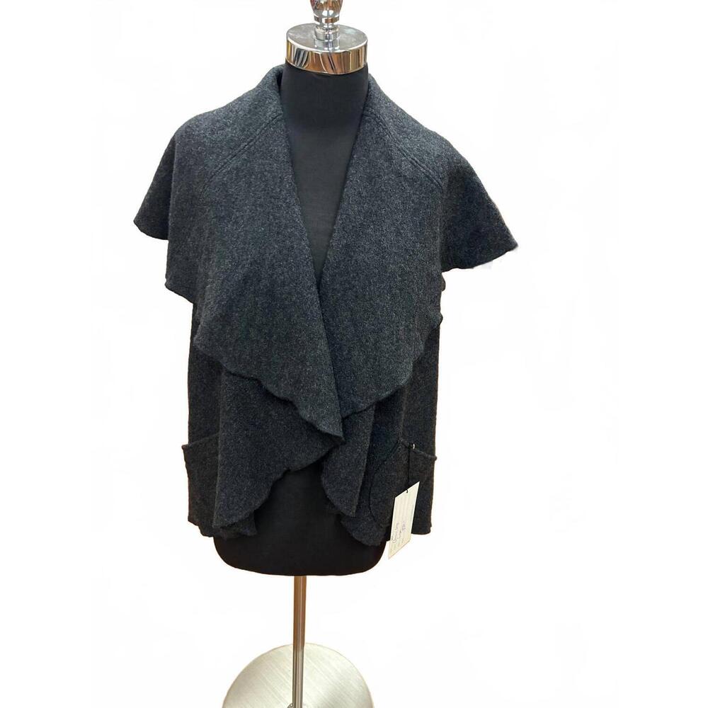 NEW QUIET LUXURY women's boiled wool cape in charcoal grey